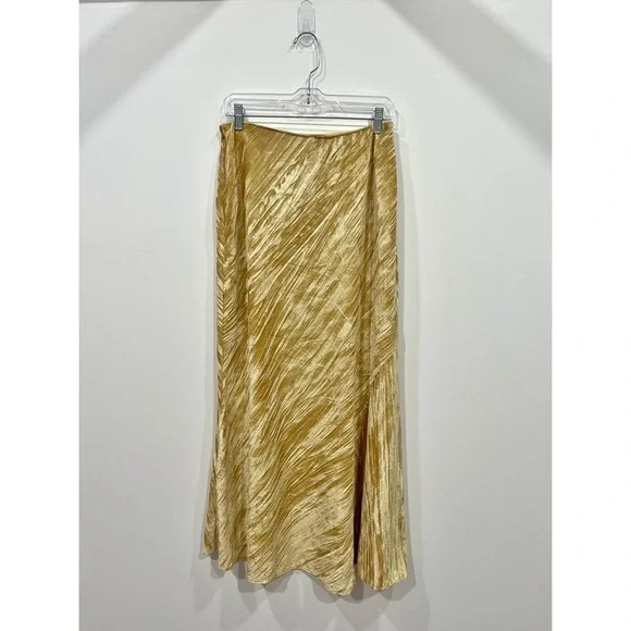 Free People Noa Velvet Slip Skirt in Gold - Picture 2 of 9